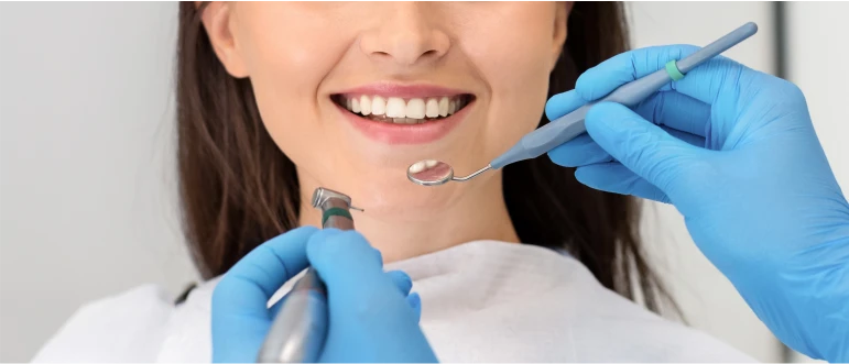 Patient undergoing dental filling procedure