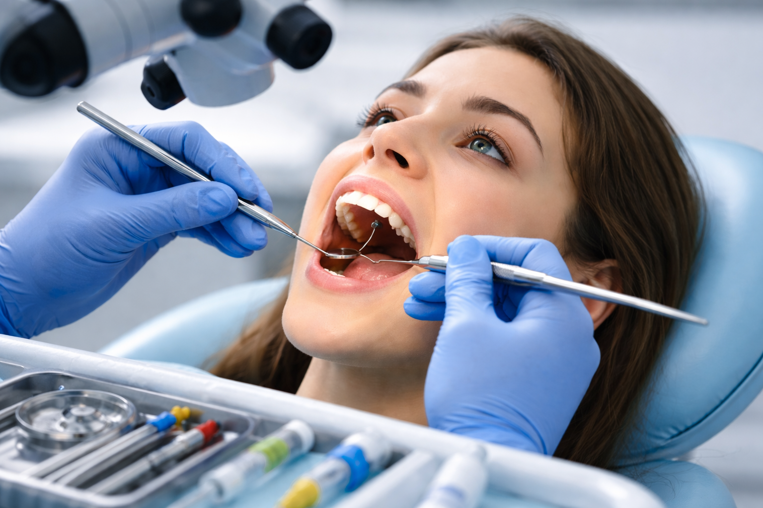 Dentist explaining root canal treatment to a patient in Frisco TX